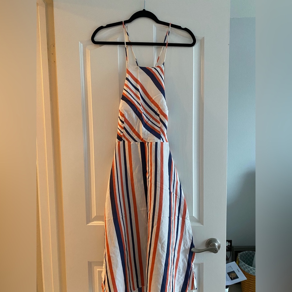 ASOS crisscross tie-back linen dress